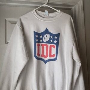IDC White Sweatshirt with Red and Blue Logo
